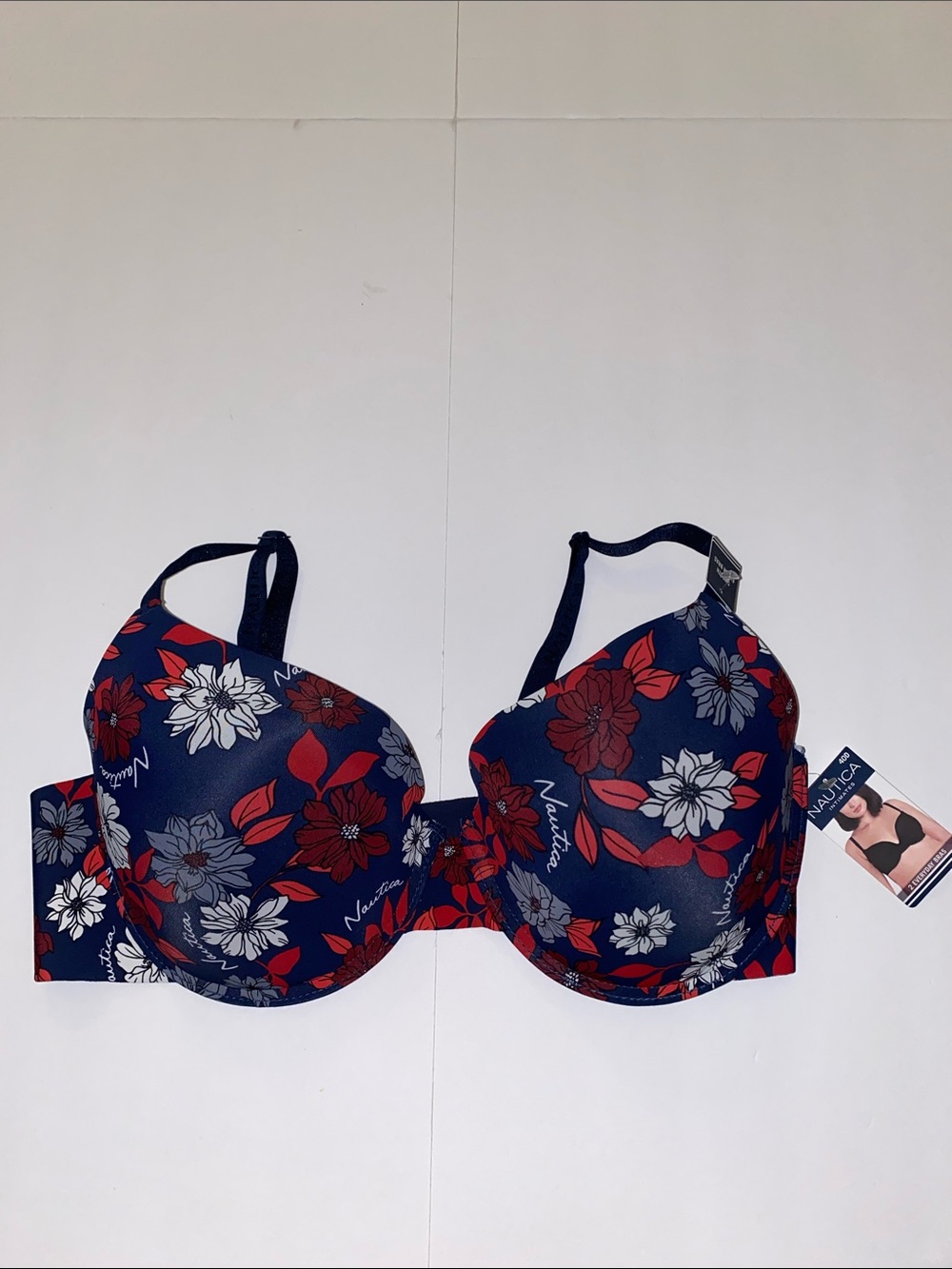 NAUTICA INTIMATES Bra Blue Multi Floral Sz 40D Wire-Free NWT Single Bra